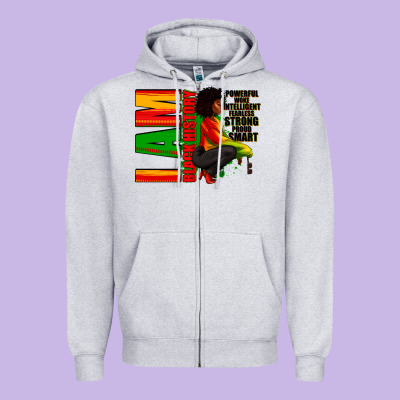 Zipper Hoodie I am black history Afro American woman