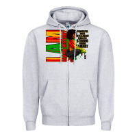 Heather Grey I am black history Afro American woman Zipper Hoodie - RanaPortraitStore