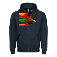 Navy I am black history Afro American woman Zipper Hoodie - RanaPortraitStore