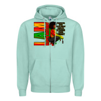 Seafoam I am black history Afro American woman Zipper Hoodie - RanaPortraitStore