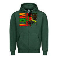 Sports Green I am black history Afro American woman Zipper Hoodie - RanaPortraitStore