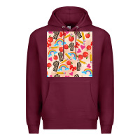 Burgundy back to school seamless pattern 1 (3600x3600) Premium Hoodie - AdoDesignShop