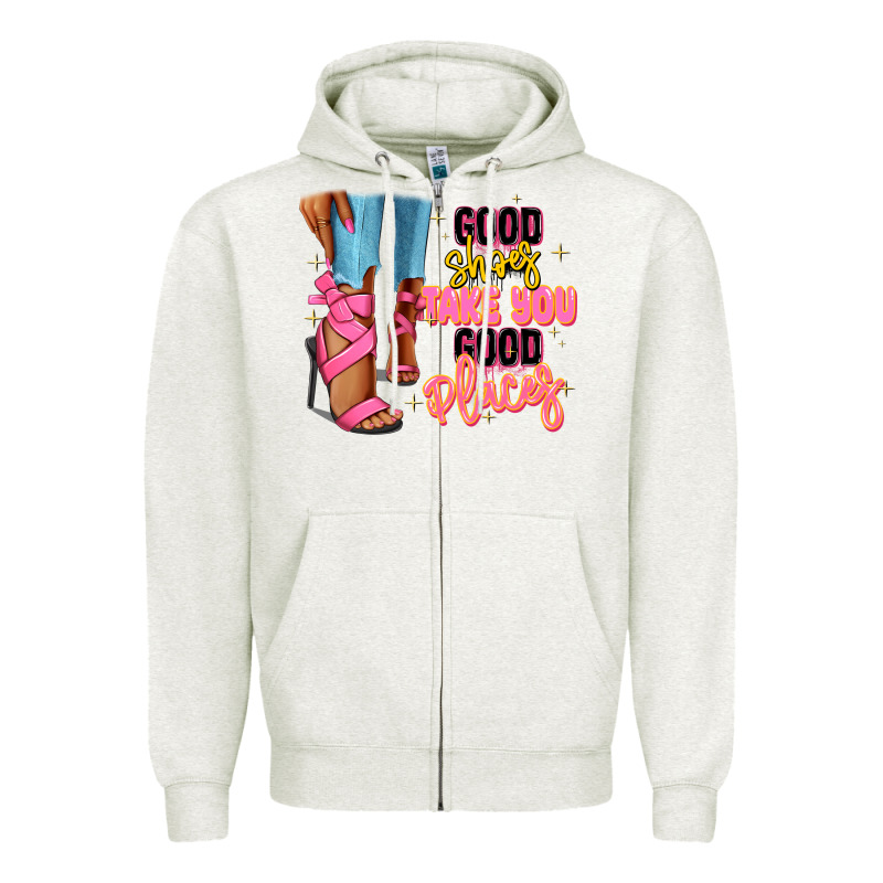 Good Shoes Take You To Good Places Black Fashion G Zipper Hoodie by RanaPortraitStore | Teevron