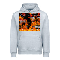 Heather Grey firefighter thin red lin Urban Hoodie - LillyAllenDesigns