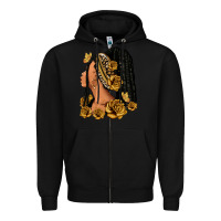 Black Gold roses afro woman Zipper Hoodie - RanaPortraitStore