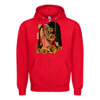 Red Gold roses afro woman Zipper Hoodie - RanaPortraitStore
