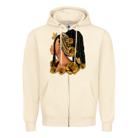 Sandshell Gold roses afro woman Zipper Hoodie - RanaPortraitStore