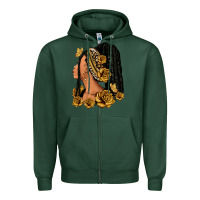 Sports Green Gold roses afro woman Zipper Hoodie - RanaPortraitStore