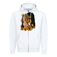 White Gold roses afro woman Zipper Hoodie - RanaPortraitStore
