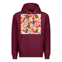 Burgundy back to school seamless pattern 2 (3600x3600) Premium Hoodie - AdoDesignShop
