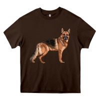 Chocolate Brown German Shepherd Dog Illustrations Heavy Core Tee - LillyAllenDesigns