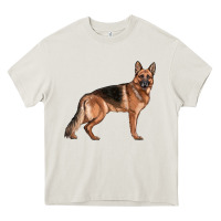 Cream German Shepherd Dog Illustrations Heavy Core Tee - LillyAllenDesigns