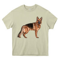 Mossy German Shepherd Dog Illustrations Heavy Core Tee - LillyAllenDesigns