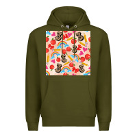 Army Green back to school seamless pattern 3 (3600x3600) Premium Hoodie - AdoDesignShop