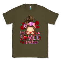 Army Green one loved teacher messy bun Classic Tee - RanaPortraitStore
