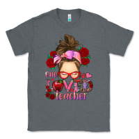 Charcoal Heather one loved teacher messy bun Classic Tee - RanaPortraitStore