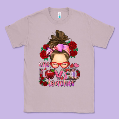 One Loved Teacher Messy Bun Classic Tee Designed By Ranaportraitstore