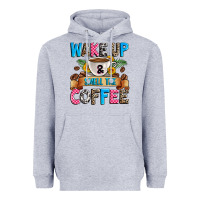Heather Grey wake up and smell the coffee Heavyweight Hoodie - Zillion Design Studio