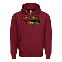 Burgundy Juneteenth eyes Zipper Hoodie - RanaPortraitStore