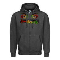 Charcoal Heather Juneteenth eyes Zipper Hoodie - RanaPortraitStore