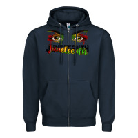 Navy Juneteenth eyes Zipper Hoodie - RanaPortraitStore