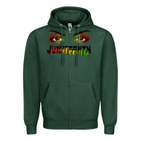 Sports Green Juneteenth eyes Zipper Hoodie - RanaPortraitStore