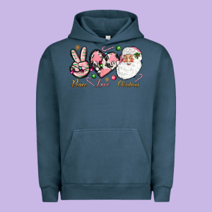 Pink Peace Love Christmas Urban Hoodie Designed By Nancycooperartshop