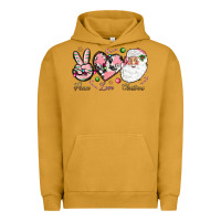 Pigment Peanut Butter pink peace love christmas Urban Hoodie - NancyCooperArtShop