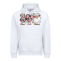 White pink peace love christmas Urban Hoodie - NancyCooperArtShop