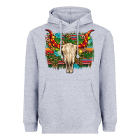 Heather Grey western christmas bull skull Heavyweight Hoodie - RanaPortraitStore