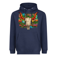 Navy western christmas bull skull Heavyweight Hoodie - RanaPortraitStore