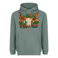 Sage western christmas bull skull Heavyweight Hoodie - RanaPortraitStore