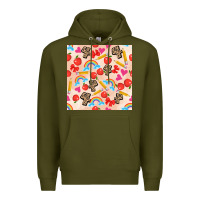 Army Green back to school seamless pattern 4 (3600x3600) Premium Hoodie - AdoDesignShop