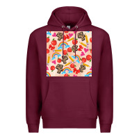 Burgundy back to school seamless pattern 4 (3600x3600) Premium Hoodie - AdoDesignShop