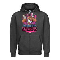 Charcoal Heather Just a girl obsessed with sneakers Zipper Hoodie - RanaPortraitStore