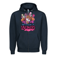 Navy Just a girl obsessed with sneakers Zipper Hoodie - RanaPortraitStore
