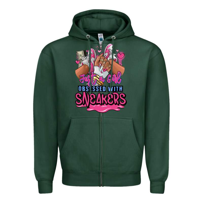 Just A Girl Obsessed With Sneakers Zipper Hoodie by RanaPortraitStore | Teevron