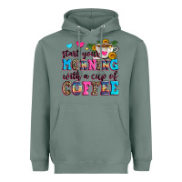 Sage start your morning with a cup of coffee Heavyweight Hoodie - Zillion Design Studio