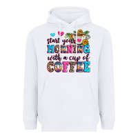 White start your morning with a cup of coffee Heavyweight Hoodie - Zillion Design Studio