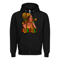 Black Juneteenth freedom afro woman Zipper Hoodie - RanaPortraitStore