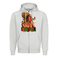 Dove Grey Juneteenth freedom afro woman Zipper Hoodie - RanaPortraitStore
