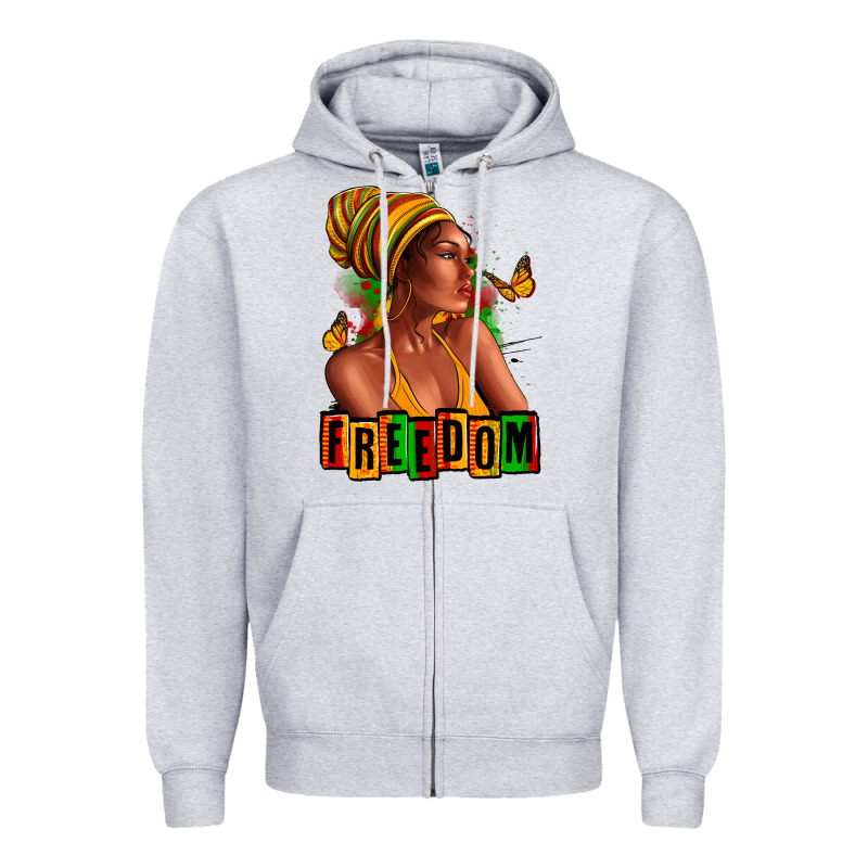 Juneteenth Freedom Afro Woman Zipper Hoodie by RanaPortraitStore | Teevron