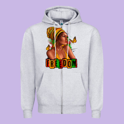 Zipper Hoodie Juneteenth freedom afro woman