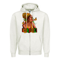 Oatmeal Heather Juneteenth freedom afro woman Zipper Hoodie - RanaPortraitStore