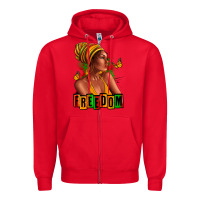 Red Juneteenth freedom afro woman Zipper Hoodie - RanaPortraitStore