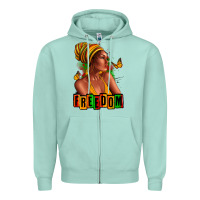 Seafoam Juneteenth freedom afro woman Zipper Hoodie - RanaPortraitStore