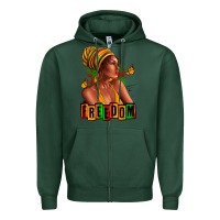 Sports Green Juneteenth freedom afro woman Zipper Hoodie - RanaPortraitStore