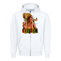 White Juneteenth freedom afro woman Zipper Hoodie - RanaPortraitStore