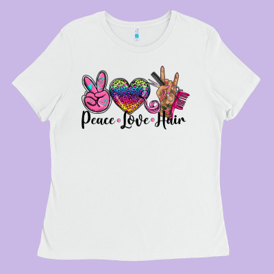 Peace Love Hair Ladies Tee Designed By Barkaloodesign