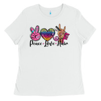 White peace love hair Ladies Tee - BarkalooDesign